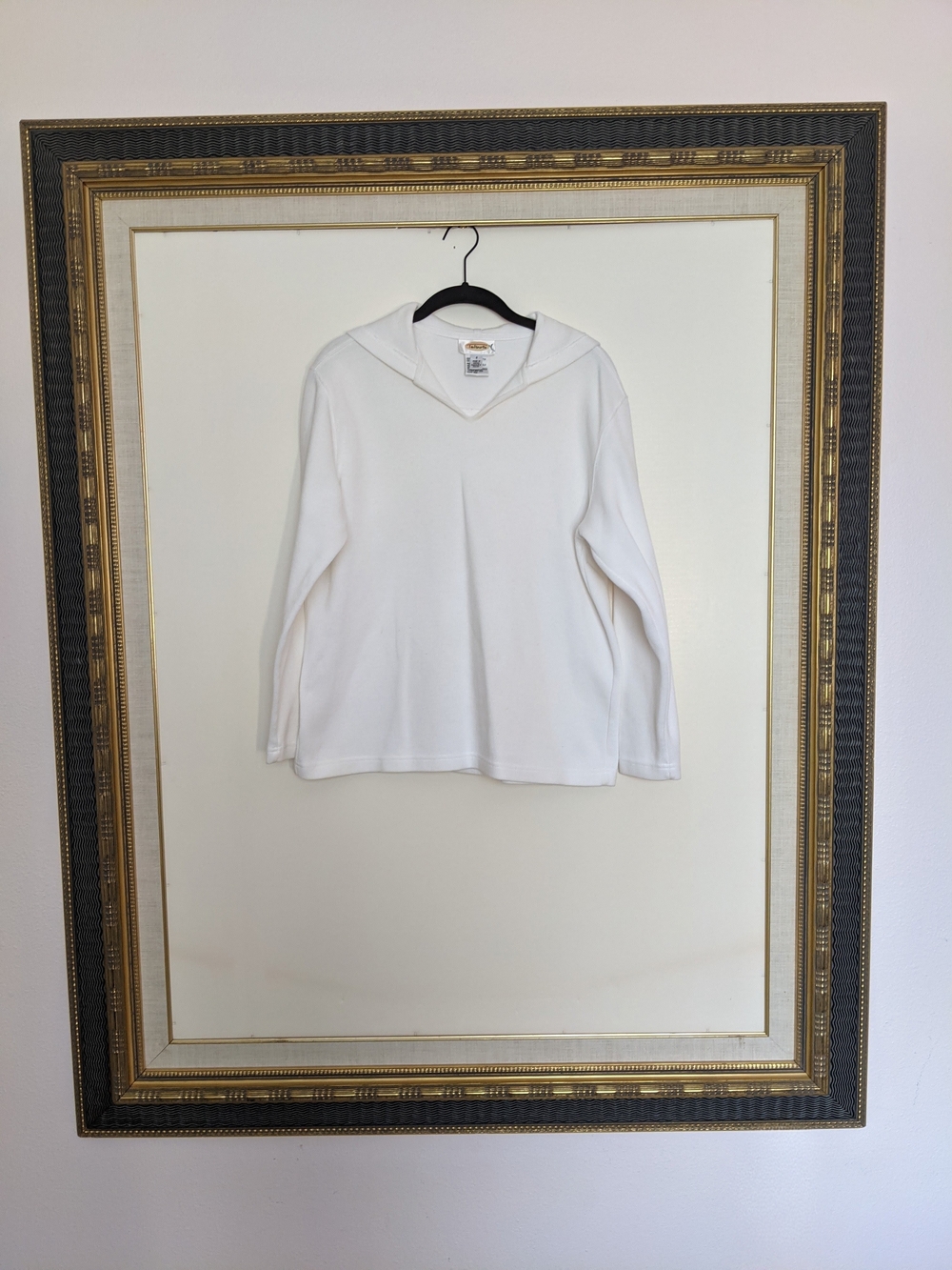 Talbots White V-Neck Hoodie Pullover